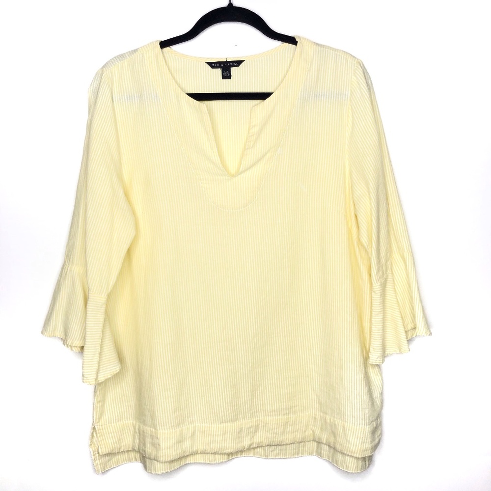 Zac and Rachel Yellow Striped Tunic Top Sz L